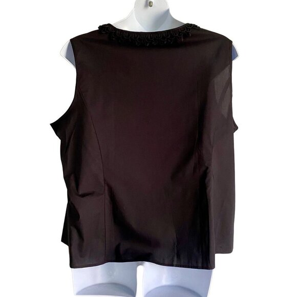 Talbots Black Button Up Sleeveless Top Detailed Neckline Women's Size 24W NEW - Picture 5 of 9